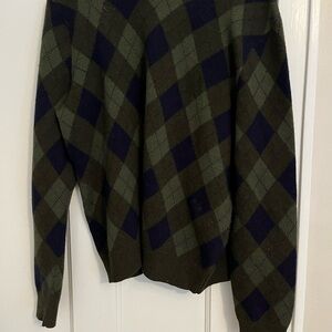 Vintage Polo Golf Ralph Lauren Argyle Blue and Green Wool Cashmere Sweater